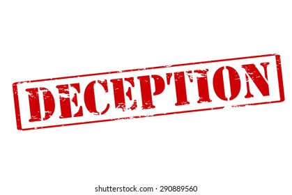 Rubber stamp with word deception inside, vector illustration