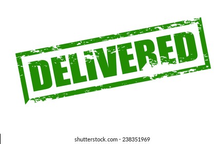 Rubber stamp with word delivered inside, vector illustration