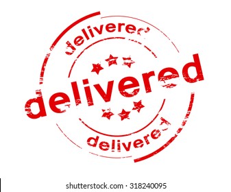 Rubber stamp with word delivered inside, vector illustration