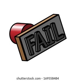 A rubber stamp for the word "FAIL" not laterally inverted.