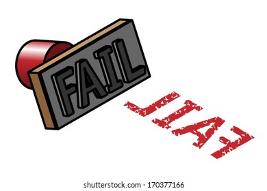 A rubber stamp for the word "FAIL" not laterally inverted. 