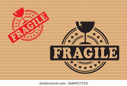 carimbo com palavra frágil no interior,ilustração vetorial
