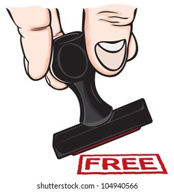 Rubber stamp with the word Free