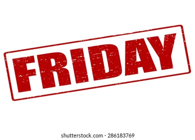 Rubber stamp with word Friday inside, vector illustration