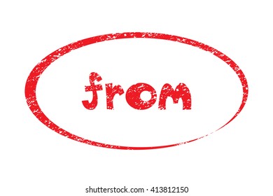 Rubber Stamp with word from. Red stamp have porous and rough isolated on white background. For make a mark or design your product using a stamp or seal. Easy to change color.