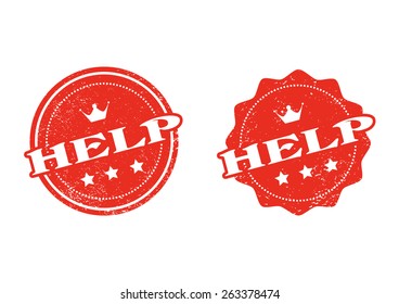 rubber stamp with word help on white background