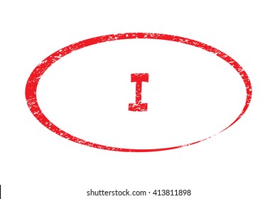 Rubber Stamp with word I. Red stamp have porous and rough isolated on white background. For make a mark or design your product using a stamp or seal. Easy to change color.