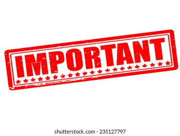 Rubber stamp with word important inside, vector illustration