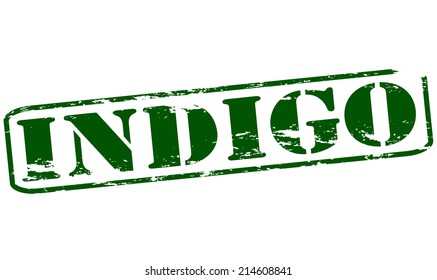 Rubber stamp with word indigo inside, vector illustration