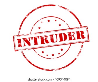 Rubber stamp with word intruder inside, vector illustration
