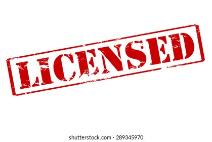Rubber stamp with word licensed inside, vector illustration