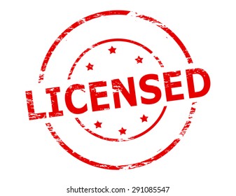 Rubber stamp with word licensed inside, vector illustration