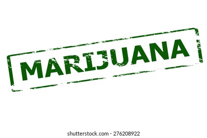 Rubber stamp with word marijuana inside, vector illustration