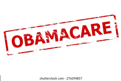 Rubber stamp with word obamacare inside, vector illustration