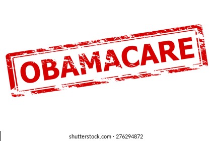 Rubber stamp with word obamacare inside, vector illustration