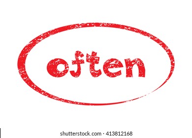 Rubber Stamp with word often. Red stamp have porous and rough isolated on white background. For make a mark or design your product using a stamp or seal. Easy to change color.
