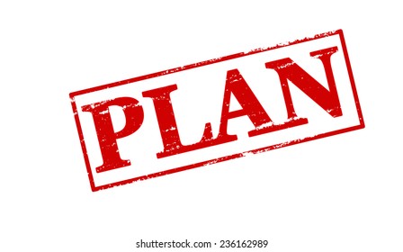 Rubber stamp with word plan inside, vector illustration