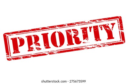 Rubber stamp with word priority inside, vector illustration