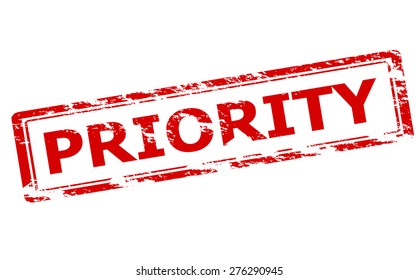 Rubber stamp with word priority inside, vector illustration