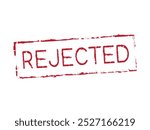 A rubber stamp with the word "rejected". Used in offices or businesses to quickly and efficiently indicate that a document, request, or application has been reviewed and rejected. 