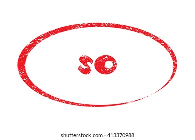 Rubber Stamp with word so. Red stamp have porous and rough isolated on white background. For make a mark or design your product using a stamp or seal. Easy to change color.