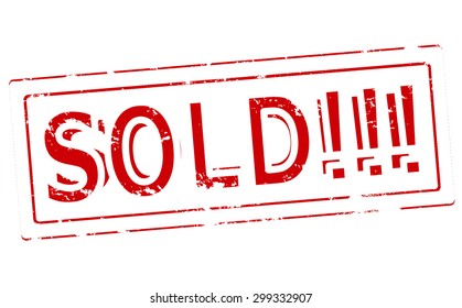 Rubber stamp with word sold inside, vector illustration