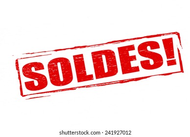 Rubber stamp with word soldes inside, vector illustration