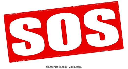 Rubber stamp with word SOS inside, vector illustration