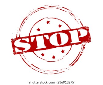 Rubber stamp with word stop inside, vector illustration