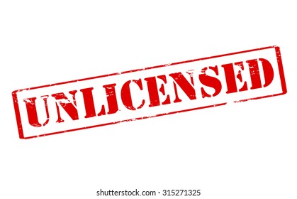Rubber stamp with word unlicensed inside, vector illustration