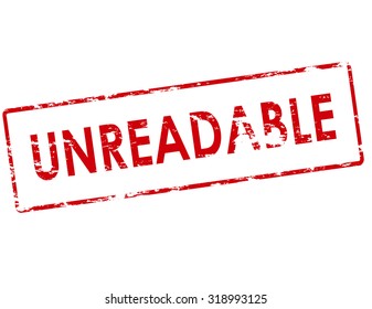 Rubber stamp with word unreadable inside, vector illustration