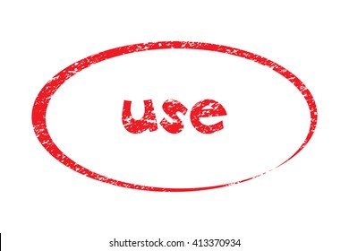 Rubber Stamp with word use. Red stamp have porous and rough isolated on white background. For make a mark or design your product using a stamp or seal. Easy to change color.