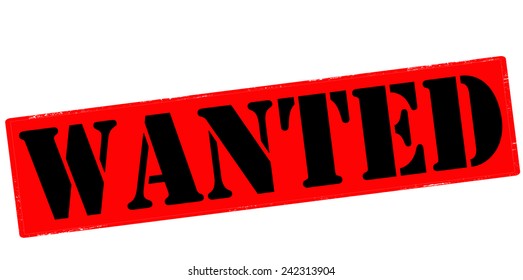 Rubber stamp with word wanted inside, vector illustration