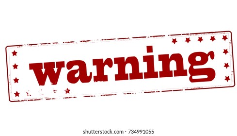 Rubber stamp with word warning inside, vector illustration