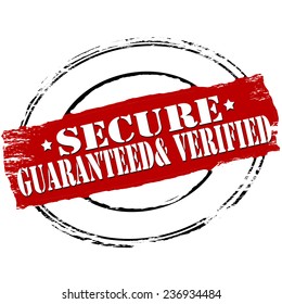 Rubber stamp with words ecure guaranteed and verified inside, vector illustration