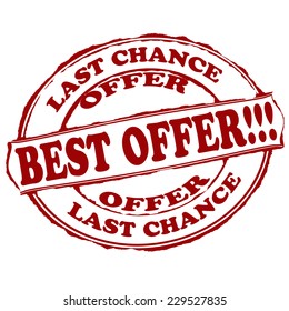 Rubber stamps with text best offer last chance inside, vector illustration