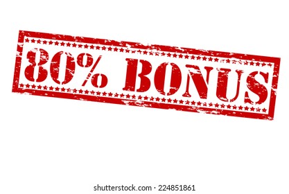 Rubber stamps with text eighty percent bonus inside, vector illustration