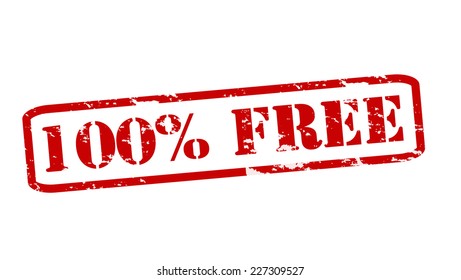 Rubber stamps with text one hundred percent free inside, vector illustration