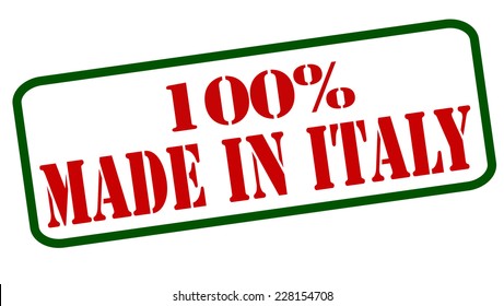 Rubber stamps with text one hundred percent made in Italy inside, vector illustration