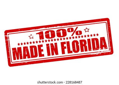 Rubber stamps with text one hundred percent made in Florida inside, vector illustration