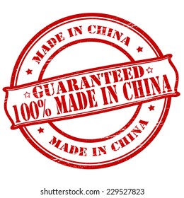 Rubber stamps with text one hundred percent made in China inside, vector illustration