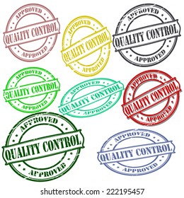 Rubber stamps with text quality control inside, vector illustration