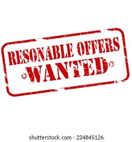 Rubber stamps with text reasonable offers inside, vector illustration