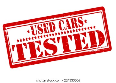 Rubber stamps with text used cars tested inside, vector illustration