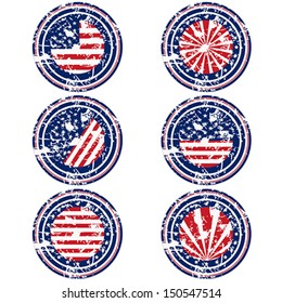 Rubber stamps with USA flag
