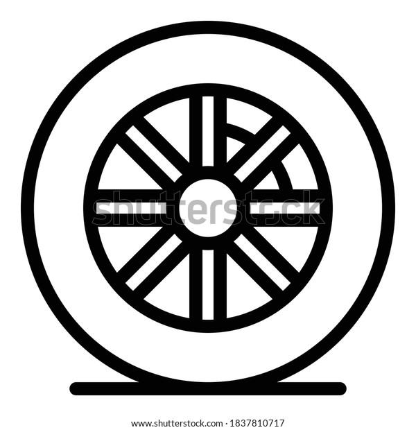 Rubber tire icon. Outline rubber tire\
vector icon for web design isolated on white\
background