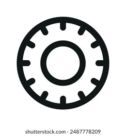 Rubber tire UI icon, off-road car tire minimal line vector symbol