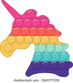 Rubber toy antistress pop it. Popular children's toy. åmong as, simple dimple , pop it. Rubber antistress in the form of a unicorn.