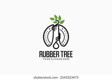 Rubber tree plantation logo design template, rubber plant vector illustration