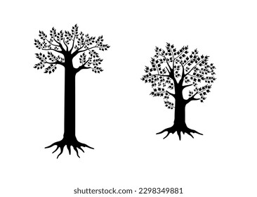 RUBBER tree set, vector illustration. isolated on white.